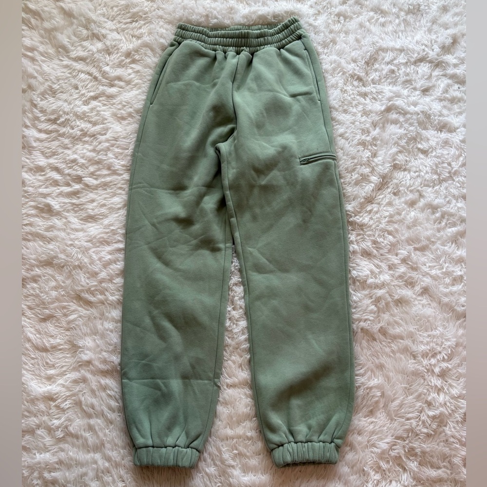 Olive Green Fleece Jogger Pants - Casual Track Sweatpants
